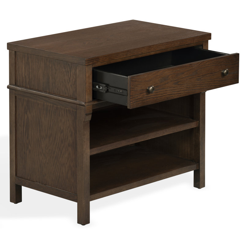 Haylie 1 Drawer Wood Nightstand, Dark Walnut