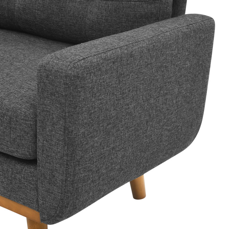 Brooklington 67.7" Square Arm Loveseat, Dark Gray Polyester