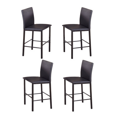 Citico Metal Counter Height Dining Chairs With Black Metal Frame, Set Of 4