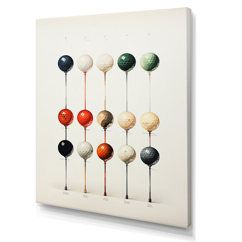 Palaichori Minimalisme Golf Tees IV - Art mural encadré de golf, Toile tendue, H 20 po x l 12 po x P 1 po