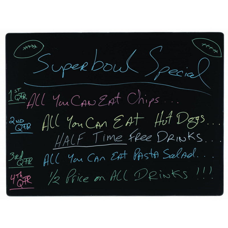 AARCO No Neon Markerboard Chalkboard, 3' H x 4' W