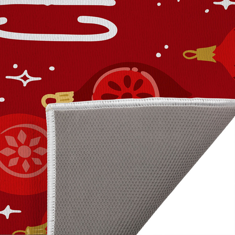 Tapis de bain Ornaments Merry Christmas Holiday, Simple - L 34 po x l 21 po, Rouge