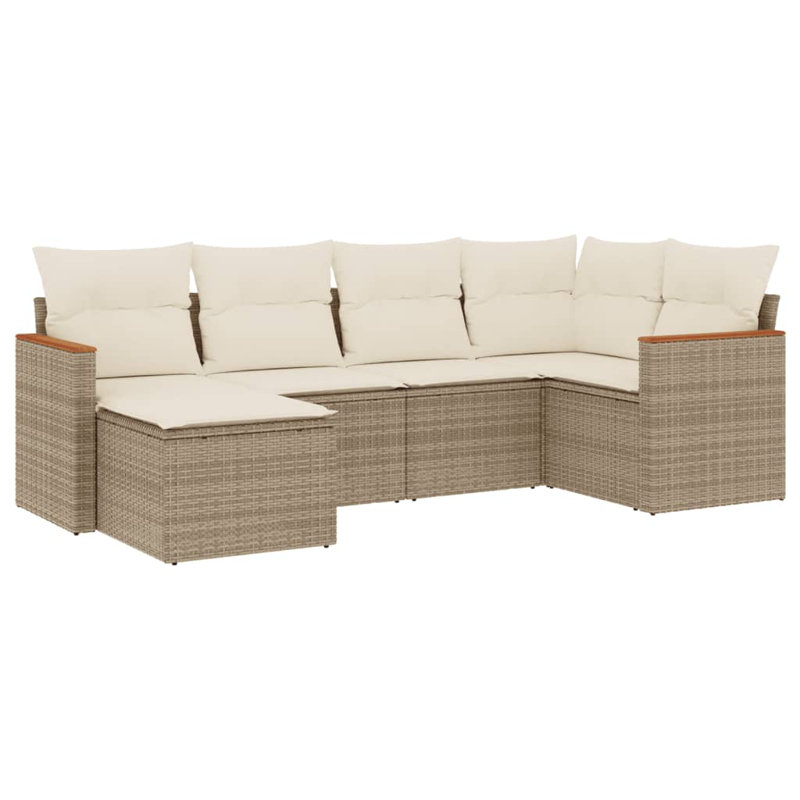 Ensemble de canapé de jardin Vidaxl, rotin PE beige, acier thermolaqué, polyester