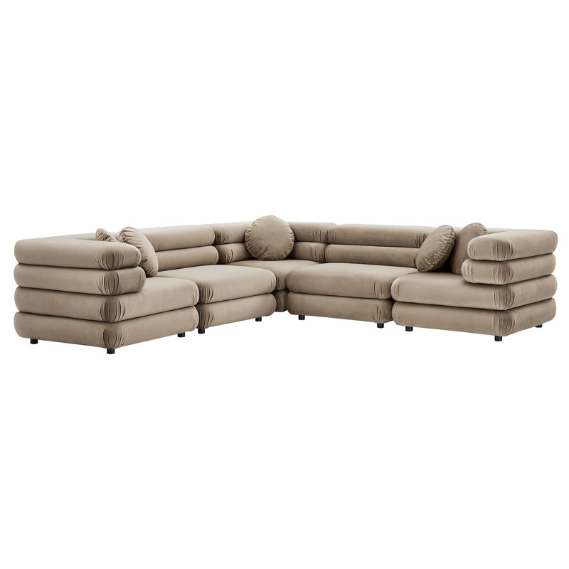Canapé modulaire en velours 5 pièces Jubilee, Velours taupe