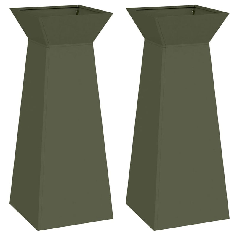 Pillar Planter Garden Outdoor Decor Modern Display Stand Terrace Holder, Olive, 100cmH x 40cmW x 40cmD