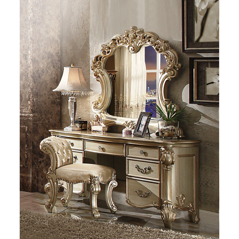 Carlene Vanity, Gold Patina/Bone