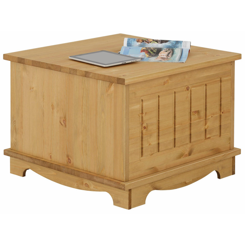 Kelsie Solid Wood Solid Coffee Table with Storage, Oiled