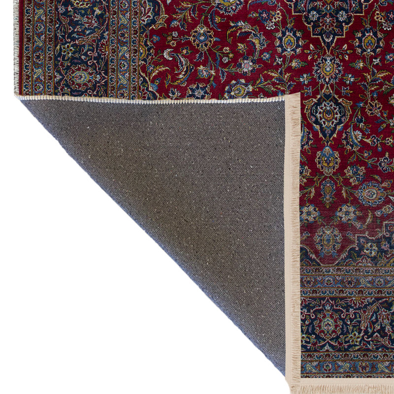 Tapis décoratif rétro multicolore à motif bourgogne, Rectangle 4 pi 11,06 po x 9 pi 10,11 po