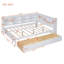 Lit de jour en bois double avec 2 tiroirs, lit de jour avec tablette de rangement et ports de chargement USB