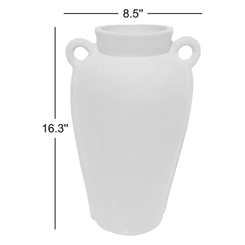 Patrie Terracotta Vase Natural Black H 16.3" & Dia 8.5", White