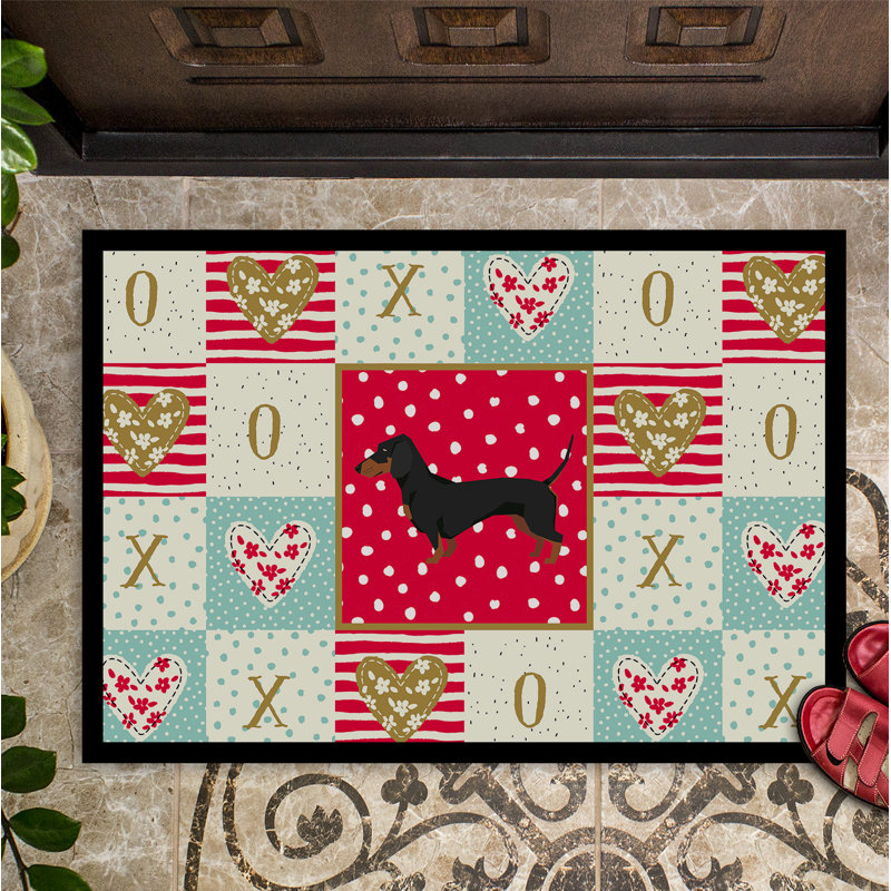 Teckel love 36 po x 24 po tapis d’extérieur antidérapant pour l’intérieur Vivan