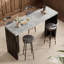 Table de bar pour 4 à 6 personnes - pub de 55 po de long avec plateau en faux marbre, unité de bar moderne rectangulaire pour la cuisine, la salle à manger, le balcon et le salon-25630189