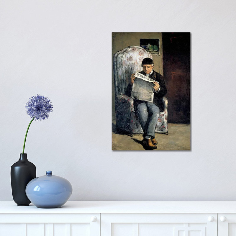 The Artist's Father (Reading L'Evenement) 1866 by Paul Cezanne - 1 Piece Wrapped Canvas Wall Art, 30.48 cm H x 45.72 cm W