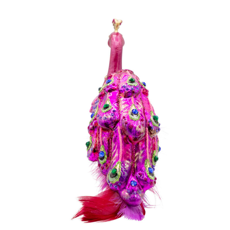Peacock Ornament Clip - Bright Pink