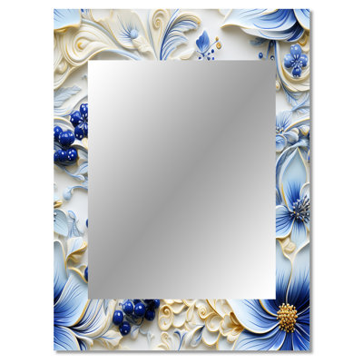 Bellamae Nautical Allure Paisley Pattern - Paisley  Decorative Mirror, Glam Wall Mirror, Printed Metal Art