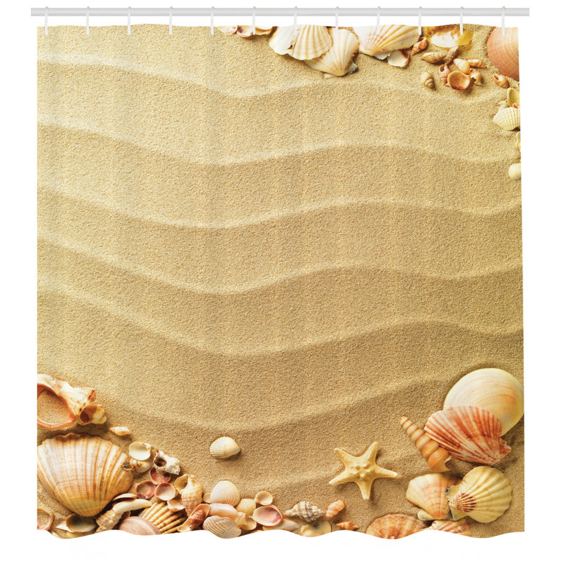 Ensemble de rideau de douche et de crochets beach, H 70 po x l 69 po