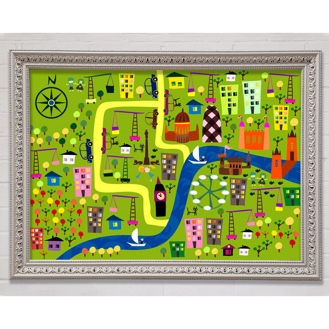 Childs Map Of The City - Einzelner Bilderrahmen Kunstdrucke