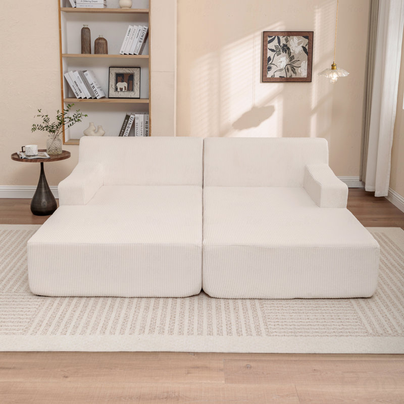 Canapé-lit surdimensionné rembourré: chaise longue, aucun assemblage requis, fauteuil-lit, Beige