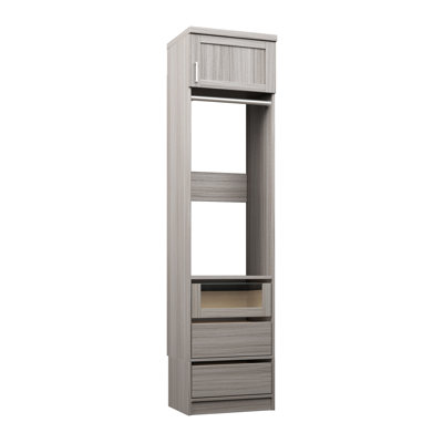 Grey Oak 19.5" Floor-Mounted Closet Section with Shaker Doors, 1 Clothing Rod, 1 Shelf & 3 Reveal Drawers