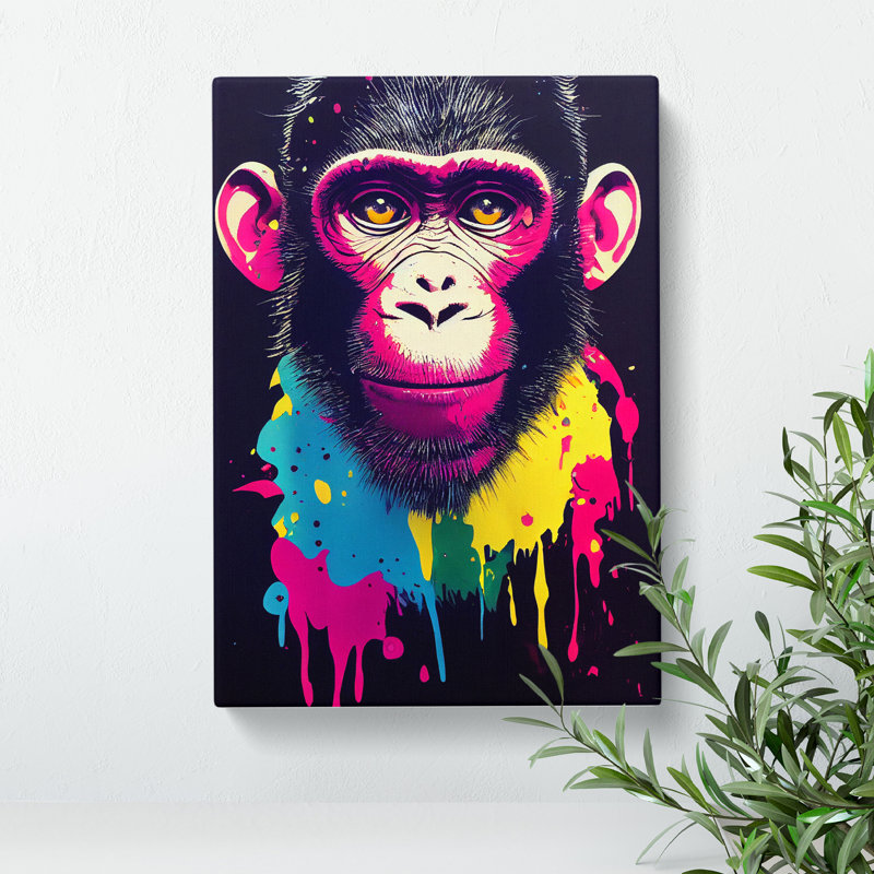 Painted Monkey No.5 Abstract - Wrapped Canvas, 50cm H x 35cm W x 3cm D