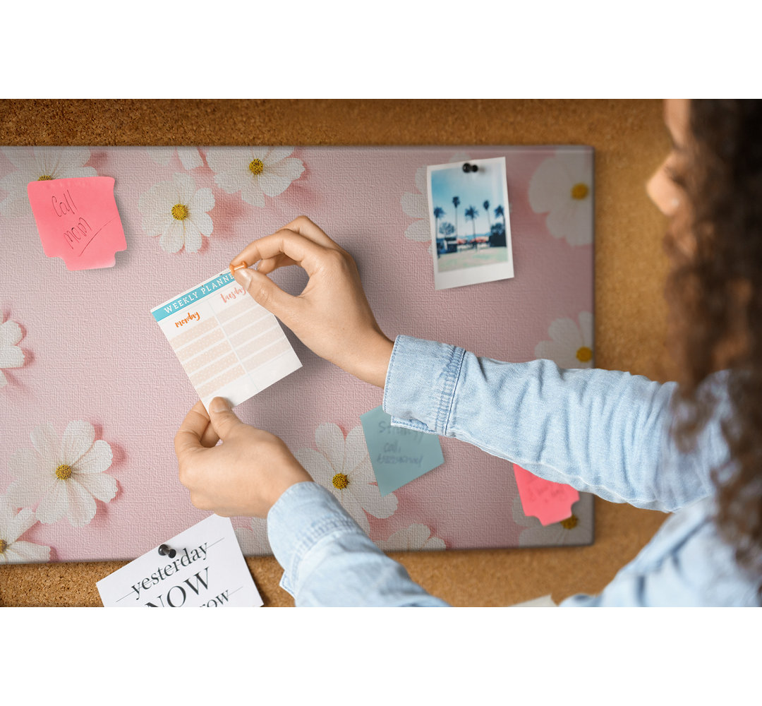 Wall Mounted bulletin board print wall art notice boards for office corkboard Daisy chamomile flowers
