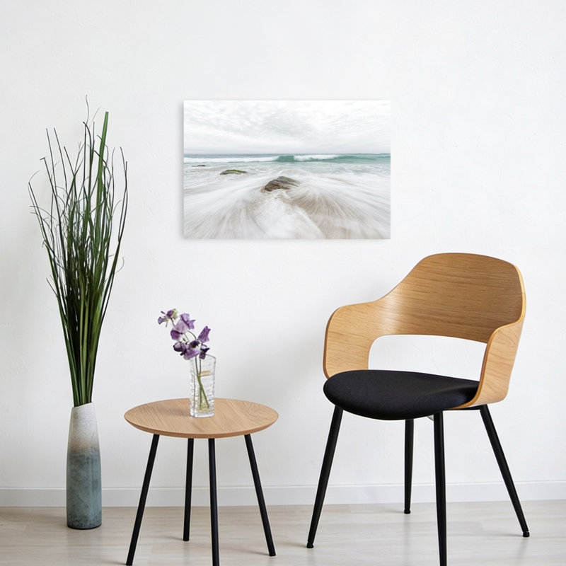 «Rhythms of the Atlantic Shore», art paisible moderne paysage côtier serein, 16" H x 24" W