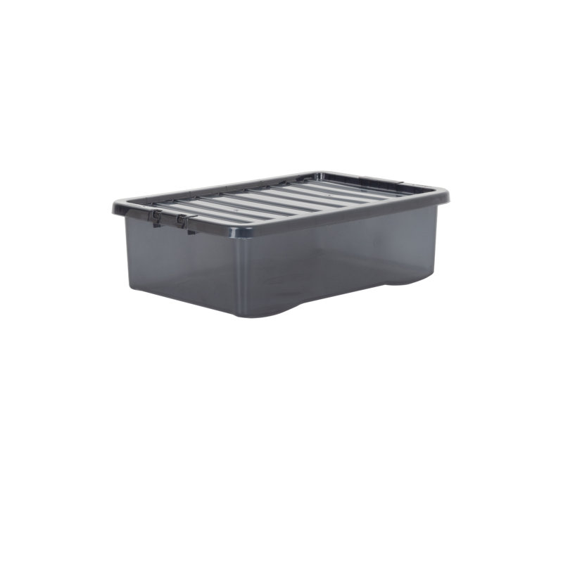 Wham Crystal 32L Plastic Storage Box Pack of 5 Tint Smoke