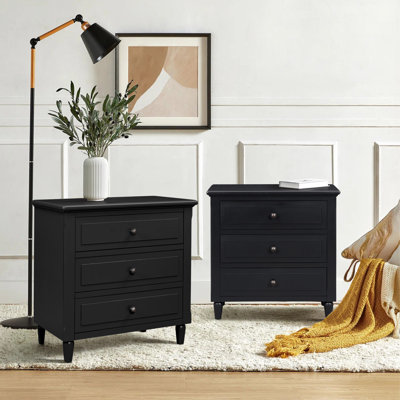 Albers Traditional 3 - Drawer Nightstand With Solid Wood Legs (Set Of 2)