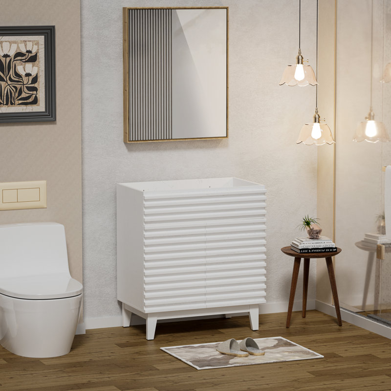 Base de meuble-lavabo simple autoportant 30 po seulement, lavabo non inclus, Blanc