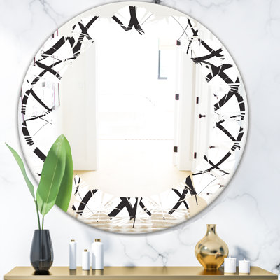 Miroir mural sans cadre à motif géométrique monochrome