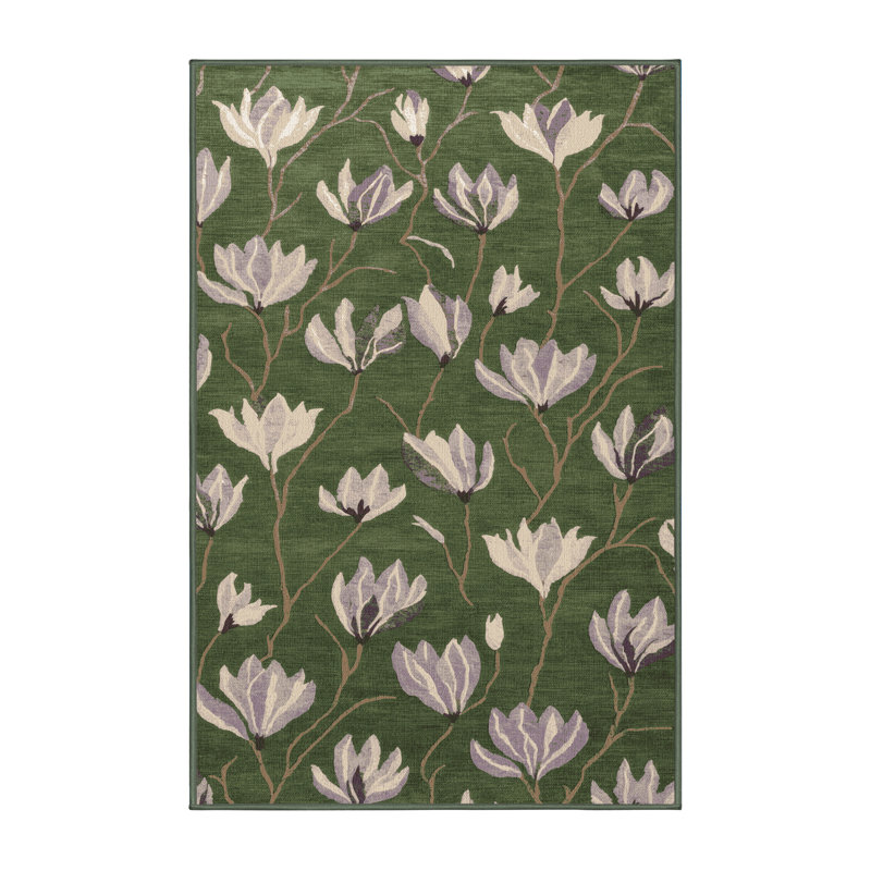 Machine Washable Botanical Area Rug