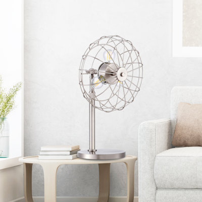Angelike 3-Light Nickel Caged Table Lamp