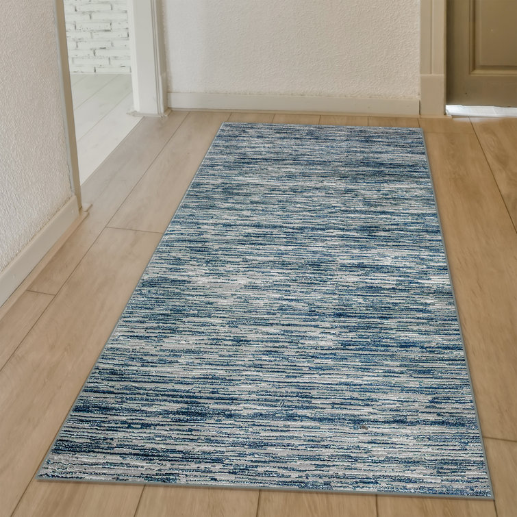 Davide 1228 Transitional Striated Blue Area Rug