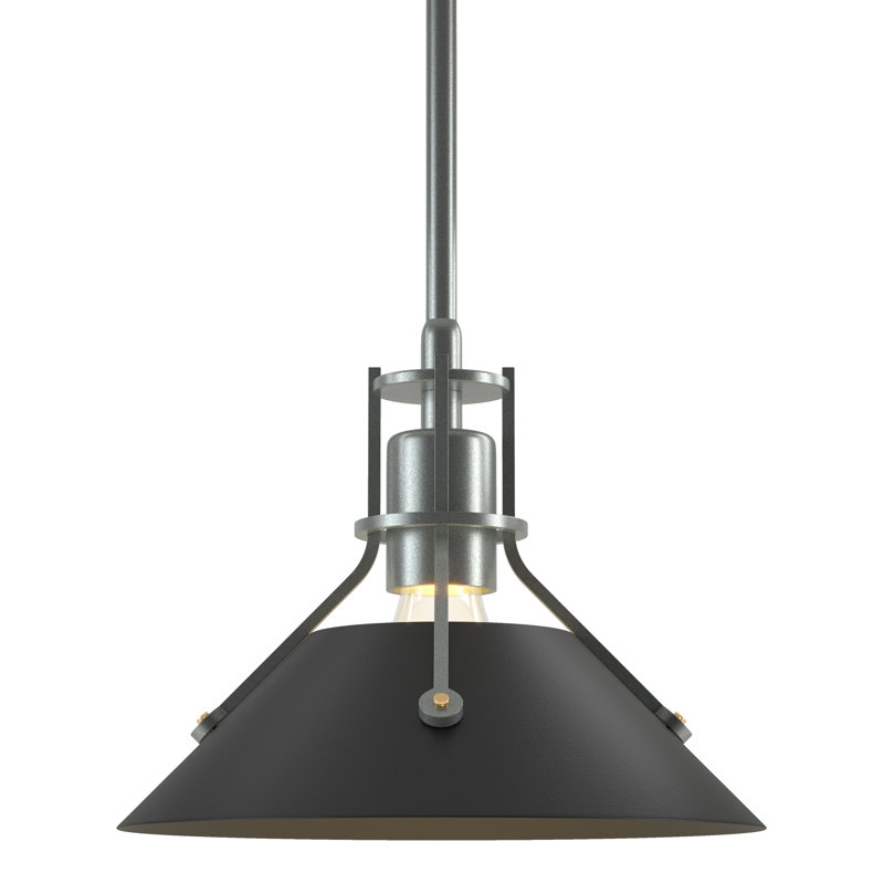 Henry 1 - Light Single Cone Pendant, Sterling, Natural Iron, 54.7'' H X 9.2'' W X 9.2'' D