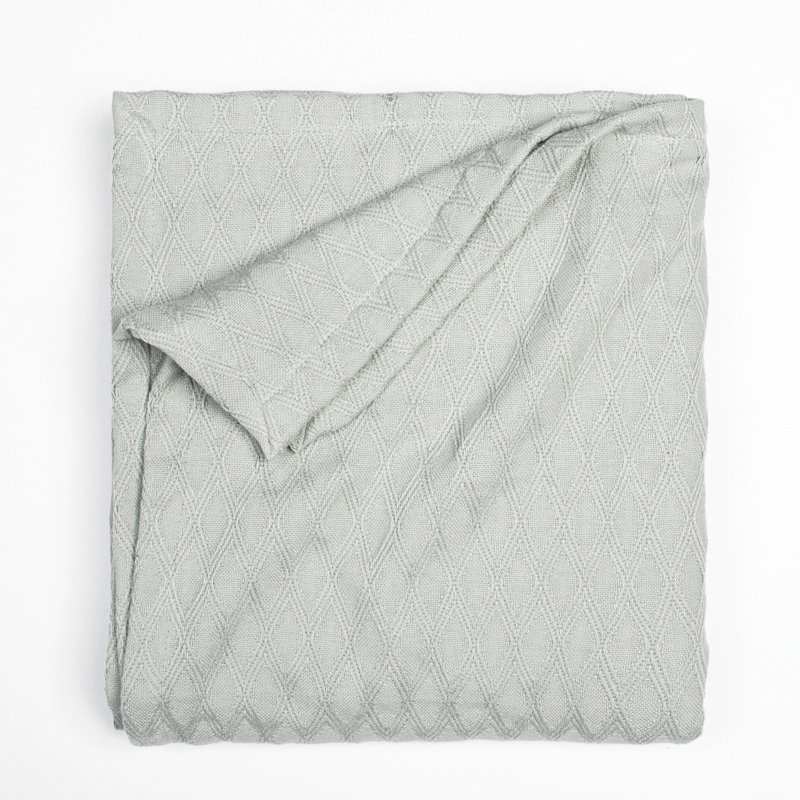 Couverture en mélange de coton eucalyptus, Simple, Gris clair