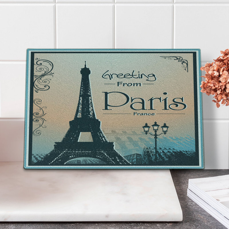 East Urban Home Glass Eiffel Tower Cutting Board