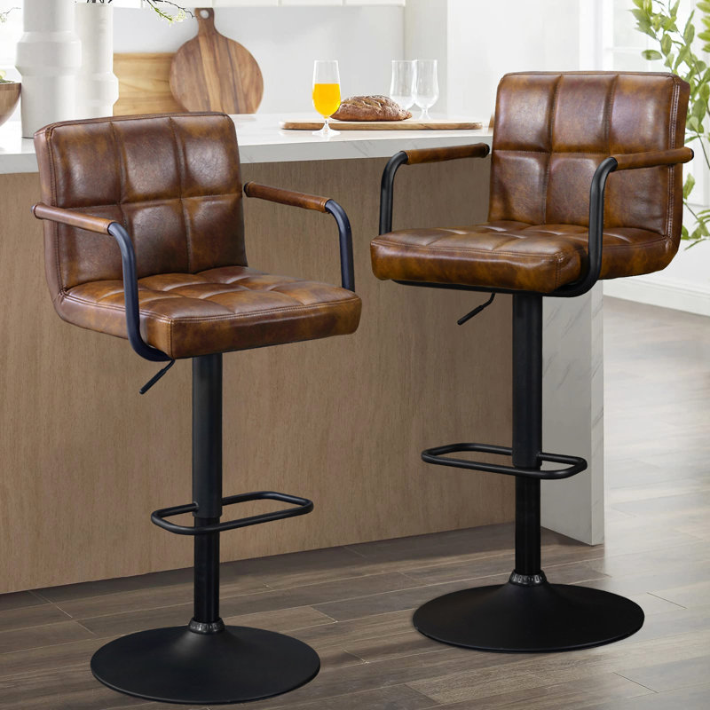 Tabouret de bar Penacook, Noir, Marron clair