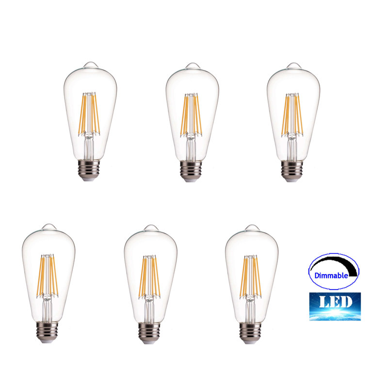 75 Watt Equivalent, ST19 LED, Dimmable Light Bulb, Warm White (3000K) E26/Medium (Standard) Base