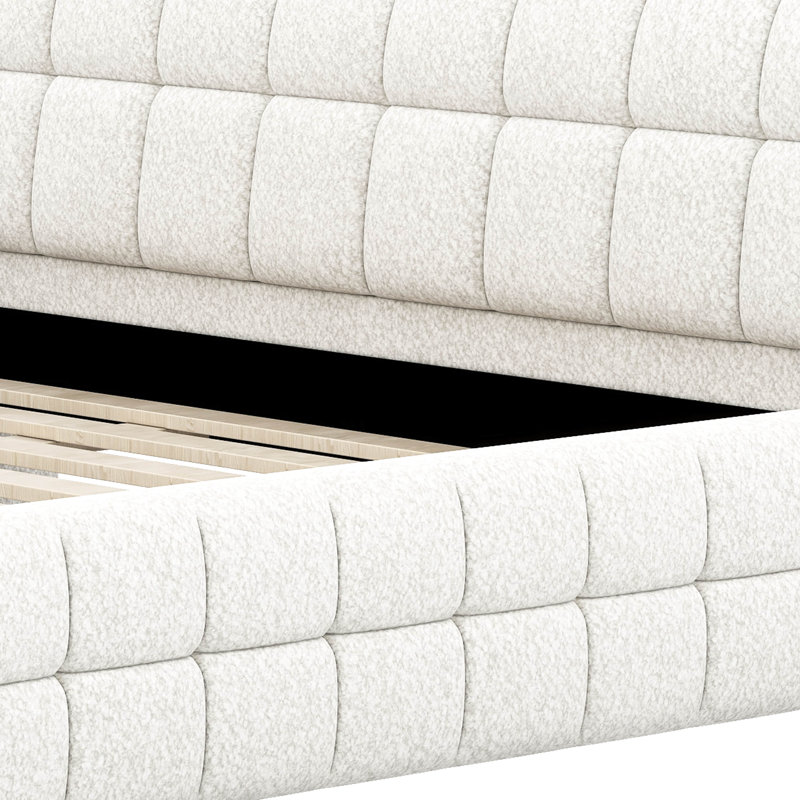 Très grand lit plateforme tapissier, Blanc