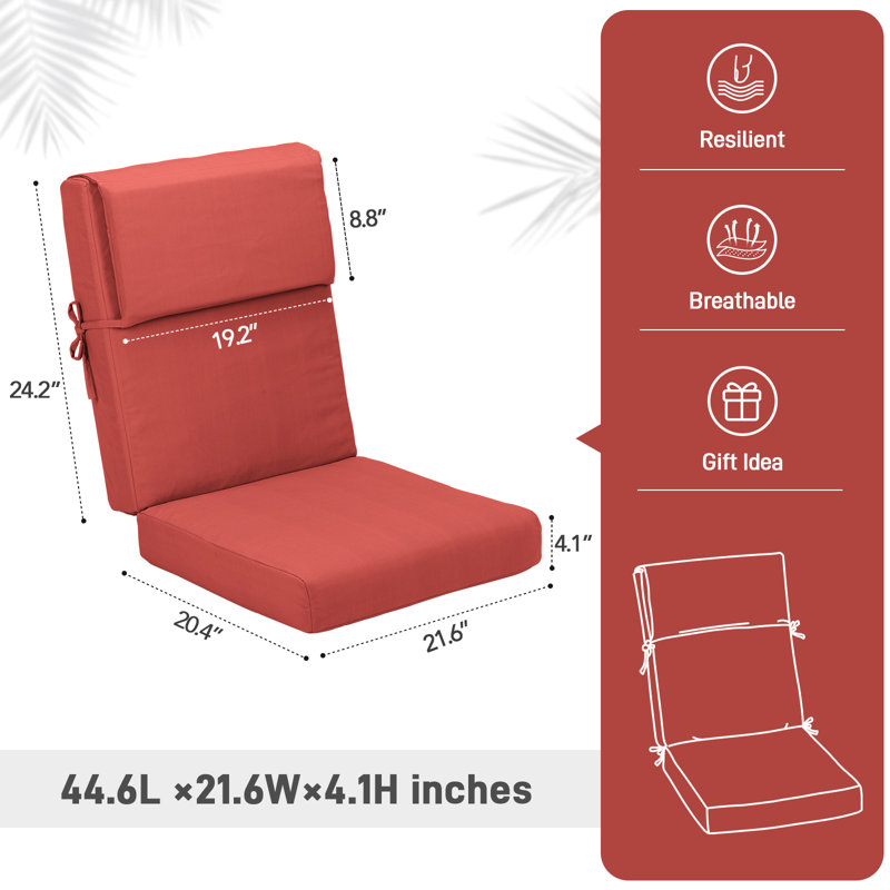 4.1" Outdoor Seat / Back Cushion, Red