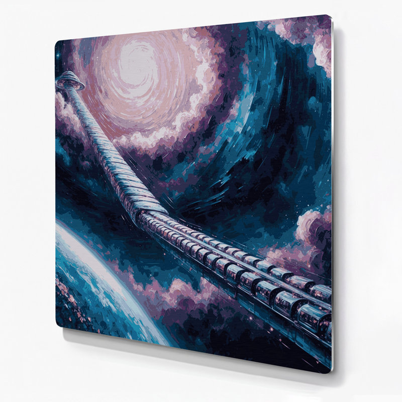 Art mural en métal Sci Fi Space Elevator, H 32 po x l 32 po