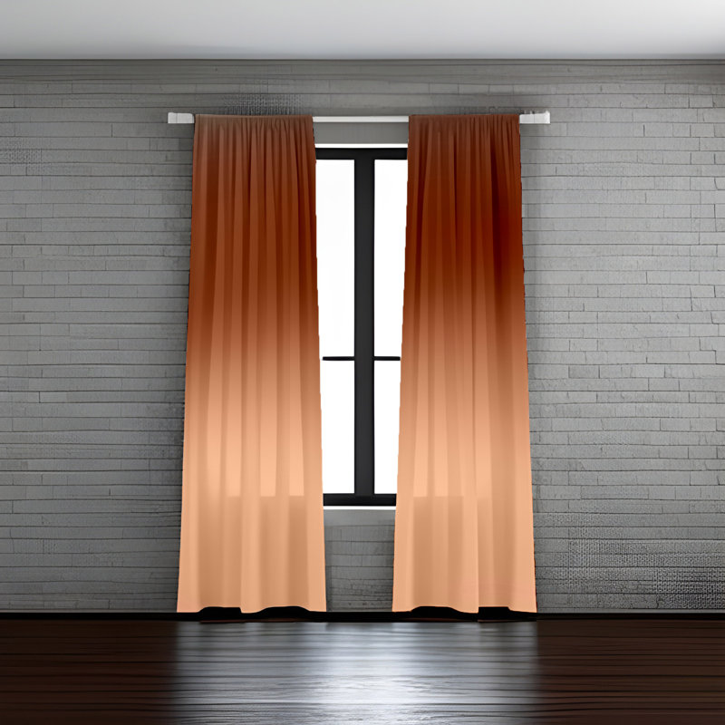 Arnaldo Semi Sheer Curtain Panel Pair, 20" W x 82" L, Orange