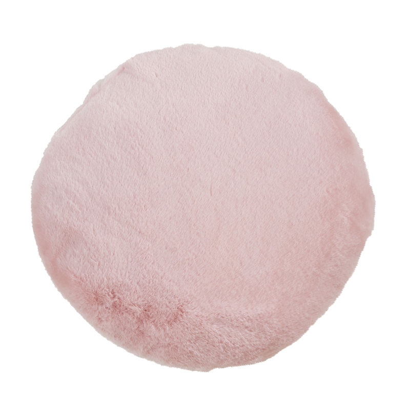 Faux Rabbit Fur Collection Reversible Throw Pillow, Pink