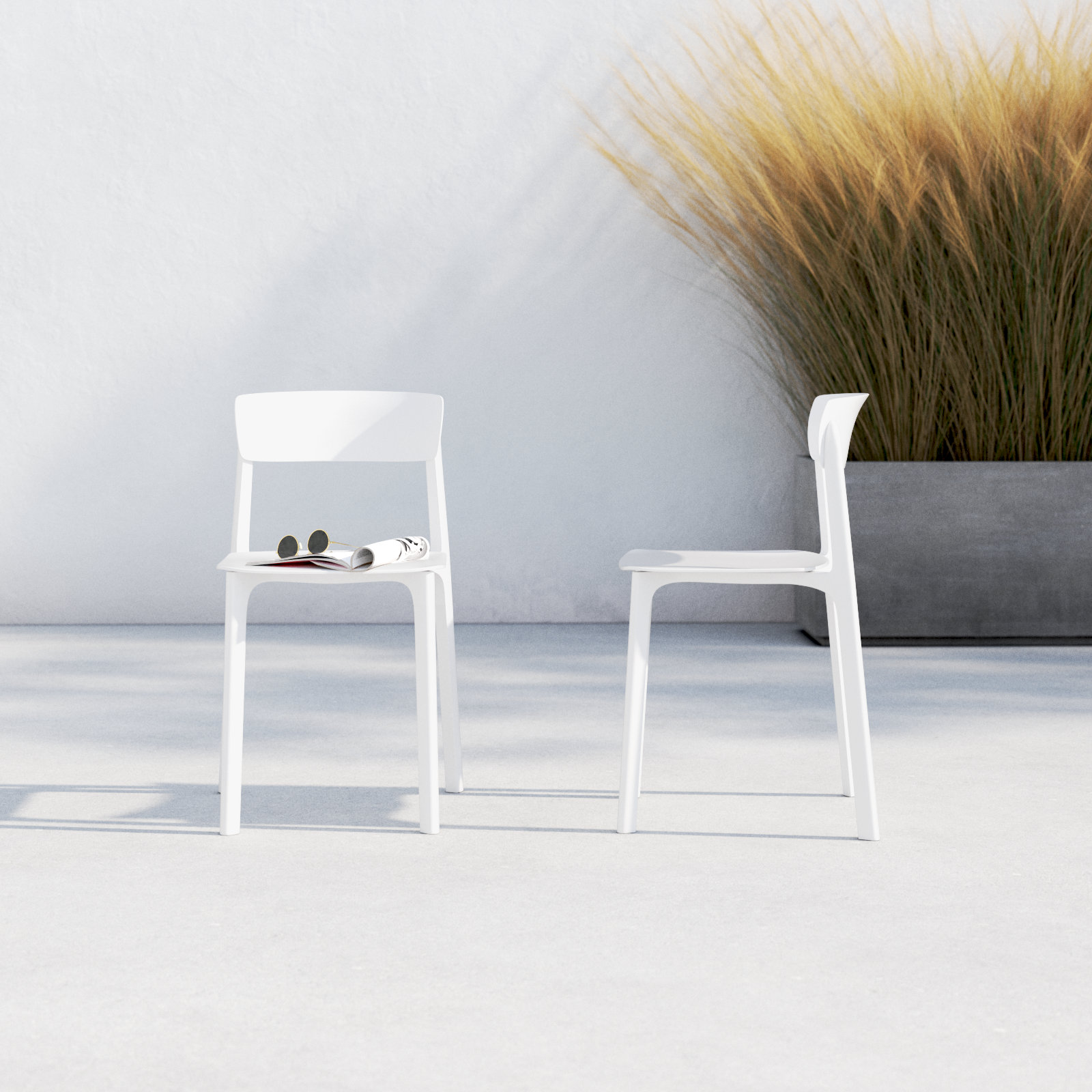 Vowa Stackable Patio Side Chair, White