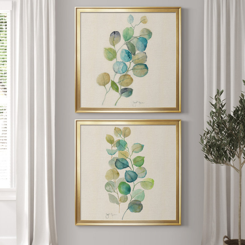" Eucalyptus I " 2 - Pieces, No Mat, 30.5" H x 61" W x 1.5" D, Gold Framed Canvas