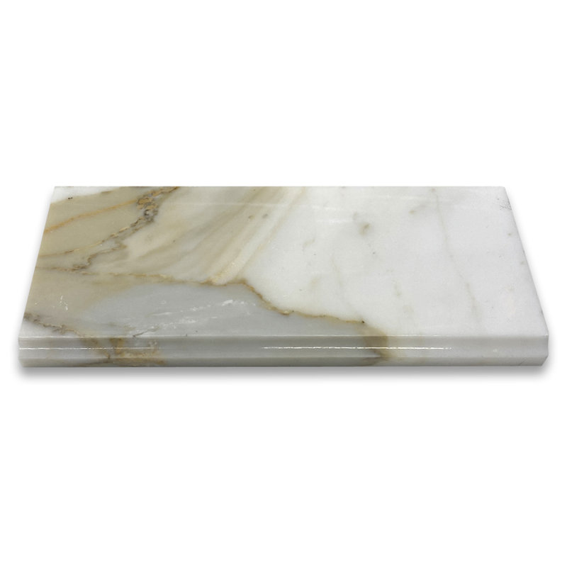 Calacatta 12" x 5" Marble Mosaic Tile, White/Gray
