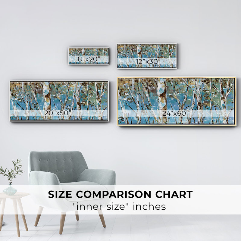 Winter Birch- Framed Canvas, 8" H x 20" W