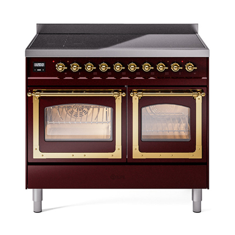 ILVE Nostalgie II Noblesse 40 in Induction Range, Burgundy/Brass