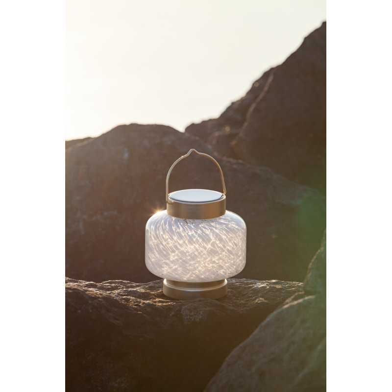 5.5'' White Glass Solar LED Outdoor Lantern