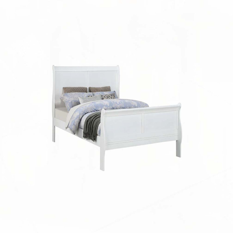 Lit-bateau Wood, Lit simple, Blanc